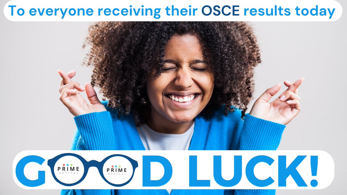 PrimeOpticalRec's tweet image. Good luck to all pre-reg Optometrists receiving their OSCE results today! 🤞🏽

#OSCE #optometrystudents