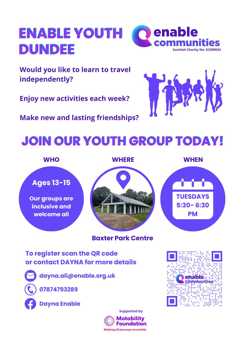 New 13-15 y/o youth group starting TONIGHT! Come along the Baxter Park Centre. Its free, there will be snacks and I will make silly attempts to entertain you. #enableyouth #investinyouthwork #whatsondundee