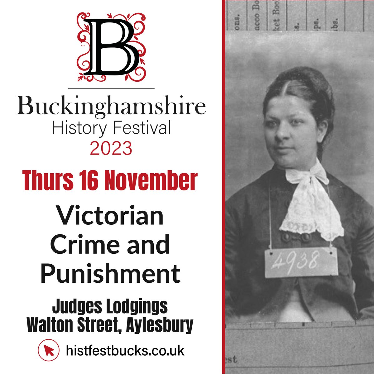 Only a few more spaces available for tomorrow's talk on Victorian Crime and Punishment! Join Daniel, our County Archivist, in the Judges Lodgings in Aylesbury at 3pm. Email us at archives@buckinghamshire.gov.uk to book your free space before it goes!