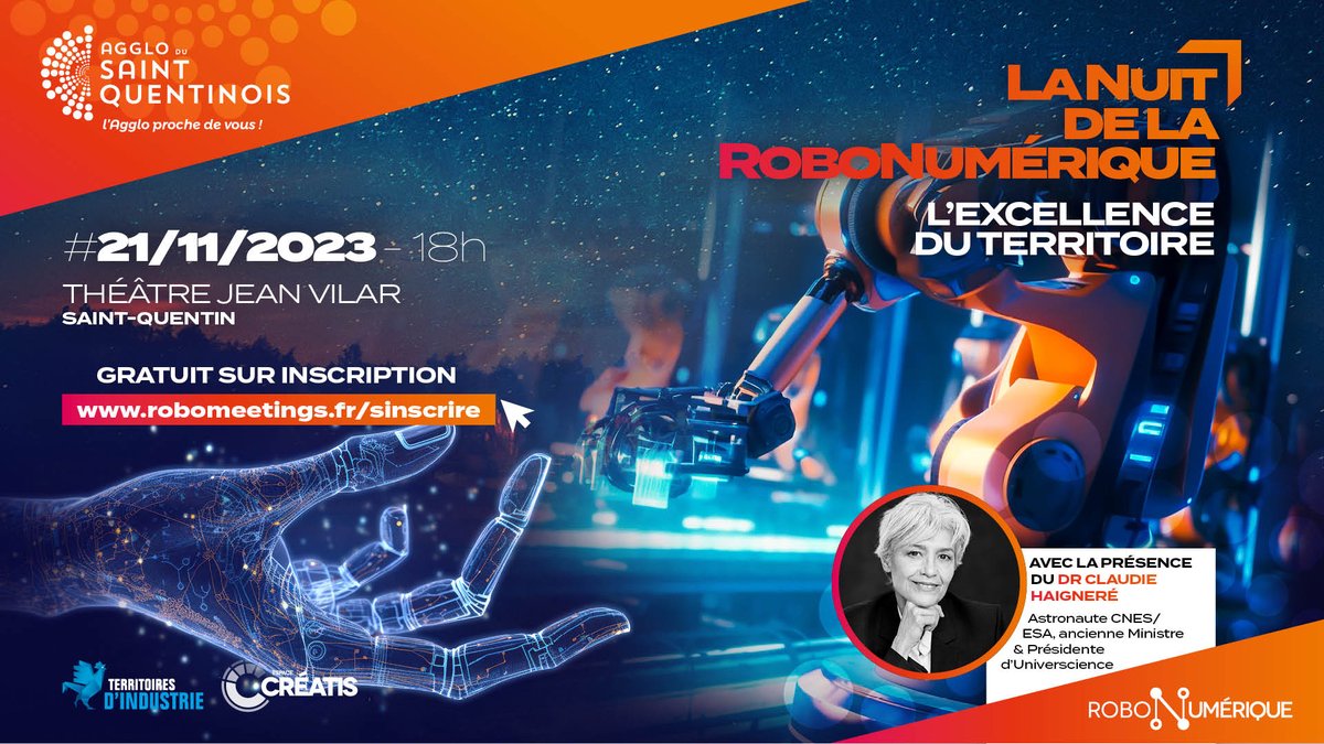 📅Rendez-vous le mardi 21 novembre à 18h au Théâtre Jean Vilar de Saint-Quentin

Cette soirée vise à mettre en lumière les entreprises, les innovations et les personnalités qui contribuent à faire du Saint-Quentinois une référence dans la Robonumérique.

robomeetings.fr/sinscrire