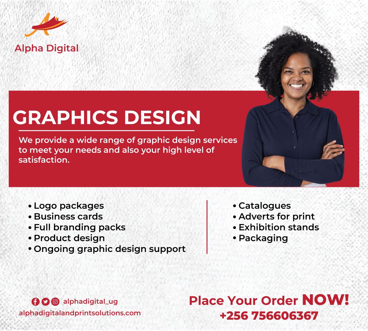 alphadigital_ug's tweet photo. We have got you covered for all your graphic design needs! We offer an extensive range of services tailored to meet your specific requirements. From eye-catching logos and stunning branding materials to captivating social media posts and impressive website designs. https://t.co/OE8SNv6MjY