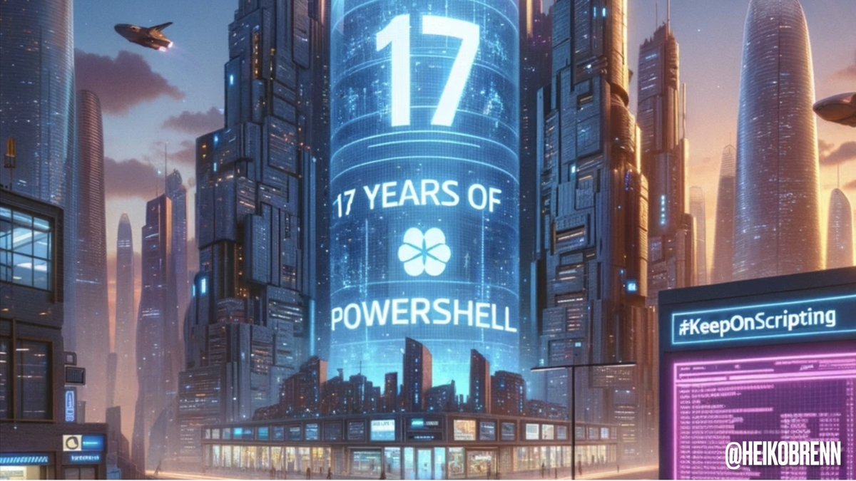 HeikoBrenn's tweet image. 🥳 Here is a little video clip to celebrate the 17th anniversary of PowerShell. #KeepOnScripting
📺 Watch it on YouTube:
youtu.be/3IcHzgwlPYw?si…
#PowerShell #17PowerShell #PowerShellRockz #PowerShellAnniversary