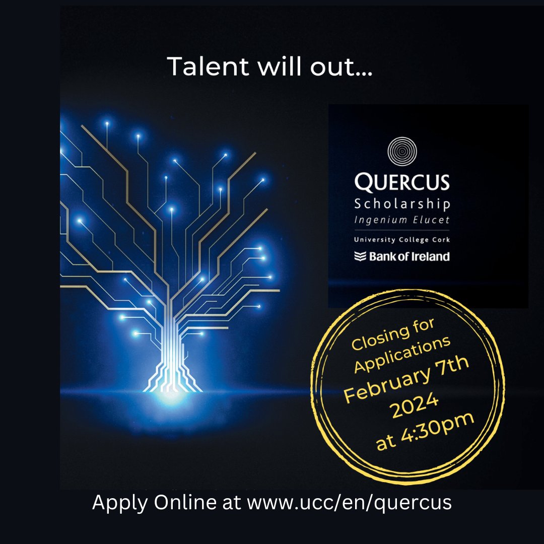 Quercus scholarships are open for applications for 2024/25! Full details on ucc.ie/en/quercus/
Ingenium Elucet.