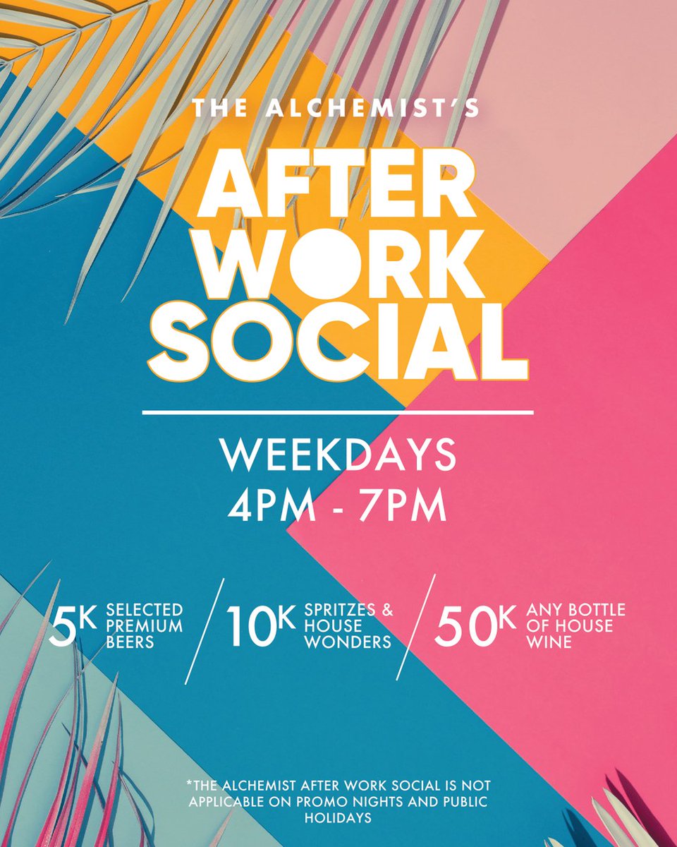 thealchemistkla's tweet photo. After work is cocktail o'clock over here.🍸 Enjoy your favourite Spritzes and House Wonders at 10k Monday - Friday, 4pm to 7pm. #AfterWorkSocial #HappyHour #Drinks https://t.co/O0l9AUFANv