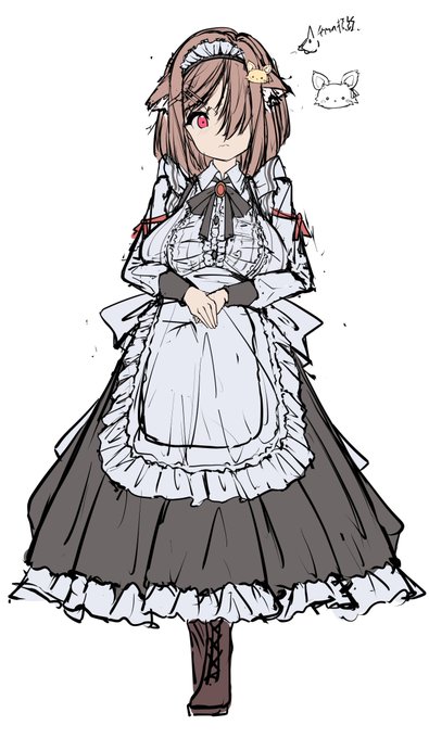 次回音声作品のキャラです(*⁰▿⁰*)クラシックメイド描いてるのたのちいのよね....! 