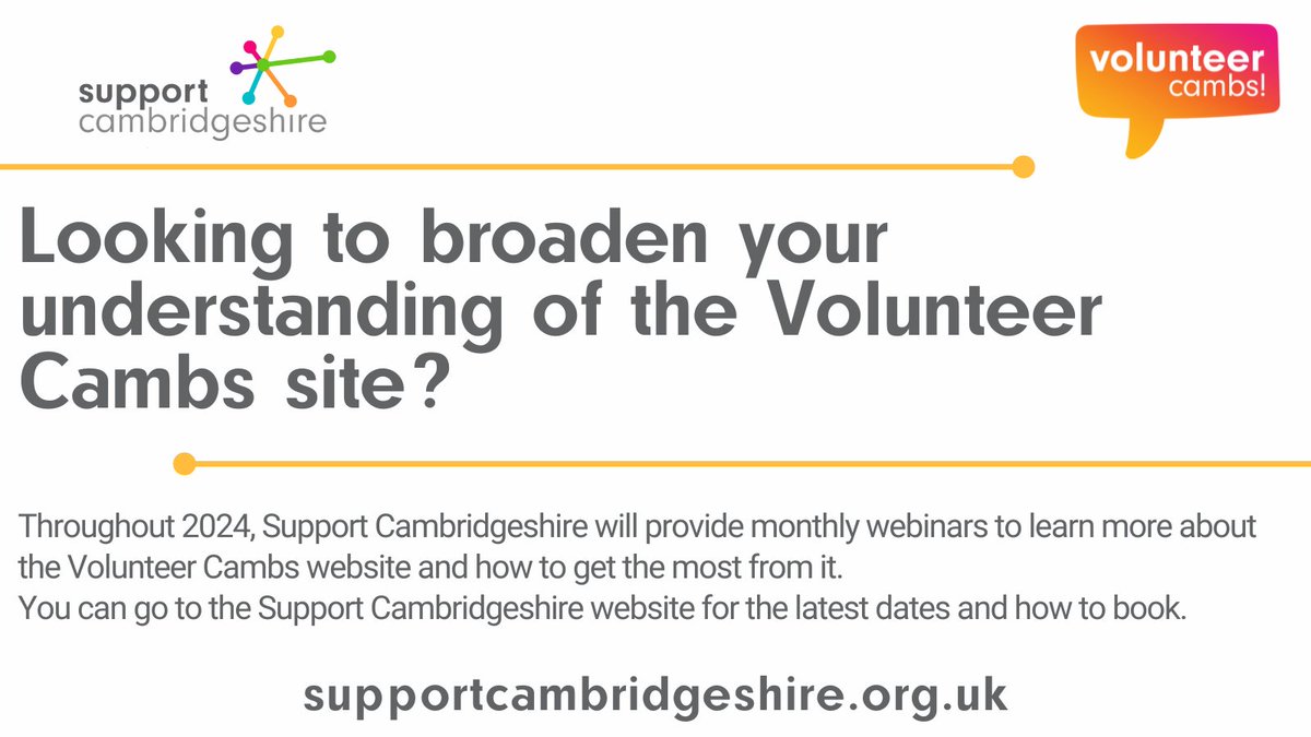 🌐 Discover #VolunteerCambs – your all-in-one platform for streamlined volunteer recruitment! 🚀 We're hosting workshops in the new year to dive deeper into these features. Ready to innovate?
Click here to book your spot: eventbrite.co.uk/e/introducing-… <a href="/PeterboroughCVS/">Peterborough Council for Voluntary Service (PCVS)</a> <a href="/CambridgeCVS/">CCVS #NeverMoreNeeded</a>