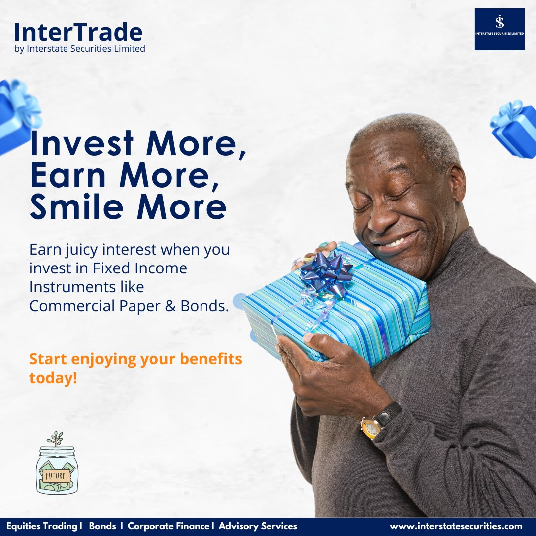 InterstateSec's tweet photo. Earn juicy interest 💰💰 when you invest in fixed income instruments like Bonds and Commercial paper.

Yet to open an account? Click the link in our bio to get started!

#intertrade #interstate #trade #investment https://t.co/l32hZ0T61o