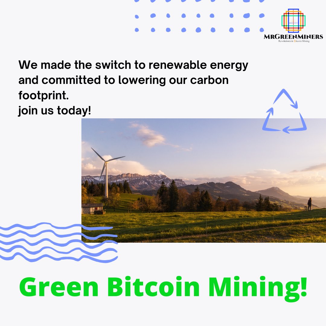 MrGreenMiner's tweet photo. 🌿🪙 At MrGreenMiners, we're pioneering a greener future for Bitcoin mining. Our eco-conscious practices harness sustainable energy sources, reducing our carbon footprint and paving the way for a more sustainable crypto world.
Join us today!
#GreenBitcoinMining #Sustainability https://t.co/6cO1IE9iLl
