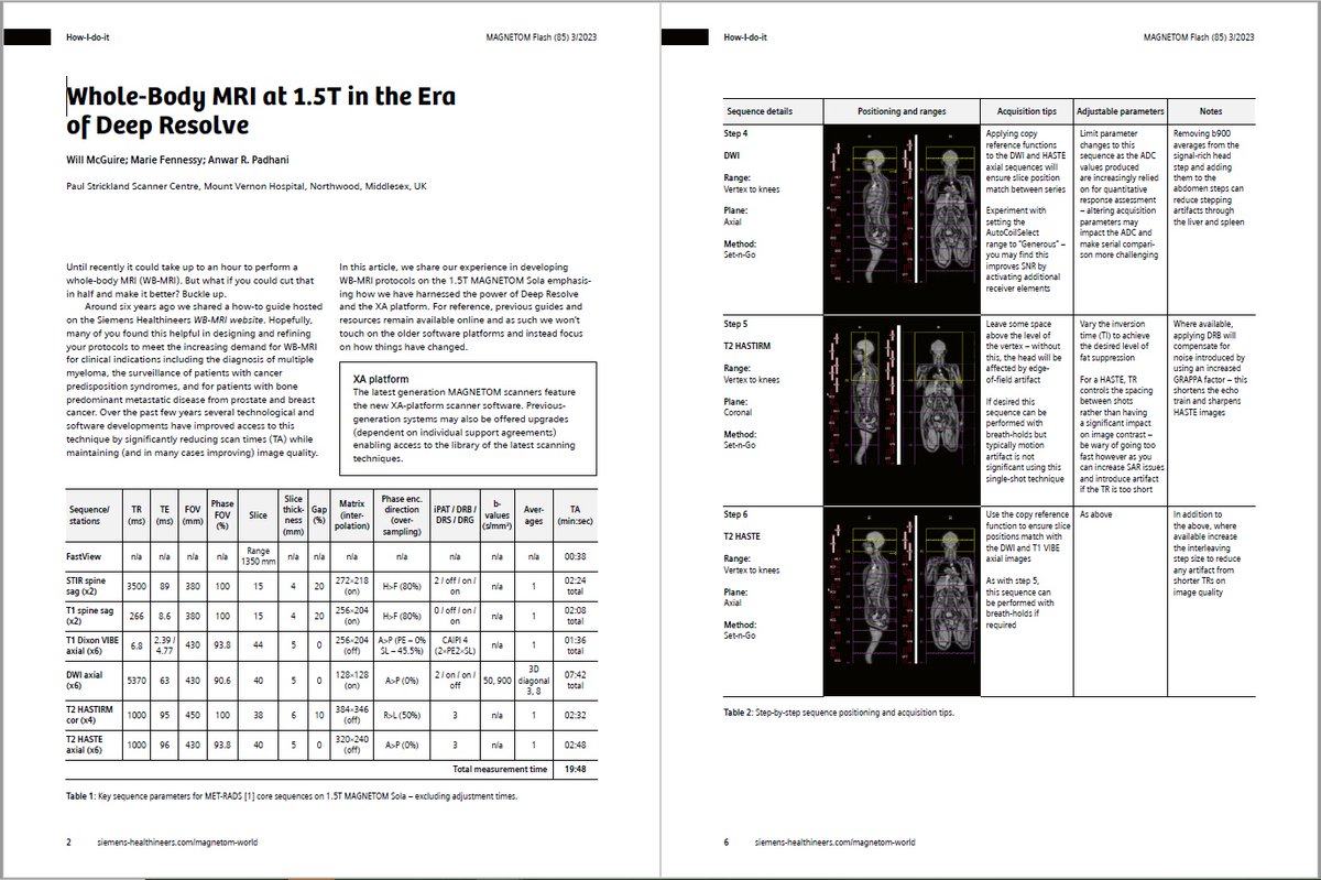 AntjeHellwich's tweet photo. Whole-Body MRI at 1.5T in the Era of Deep Resolve by Will McGuire; @ProfPadhani et al. (@ScannerCentre, Northwood, Middlesex, UK). Watch the step-by-step video and download the .exar1 files at https://t.co/UtEy9KA8NW
#magnetomworld #MRI #DeepResolve https://t.co/CgOuoxX46Z
