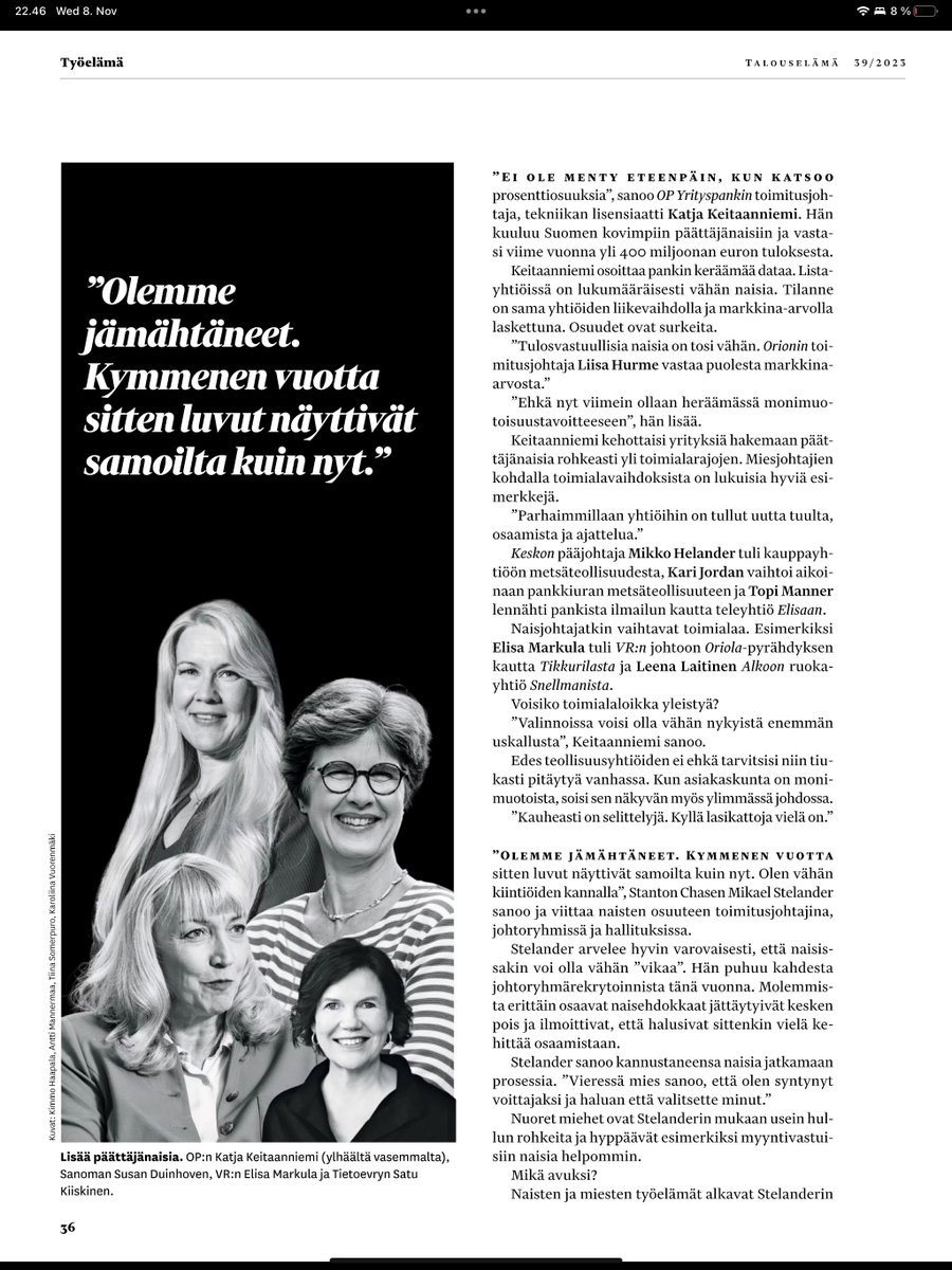 Stelander's tweet image. "Olen aina uskaltanut hypätä seuraavaan haasteeseen", sanoo rotsalaisen ICA-kauppakonsernin toimitusjohtaja, suomalainen Nina Jönsson.