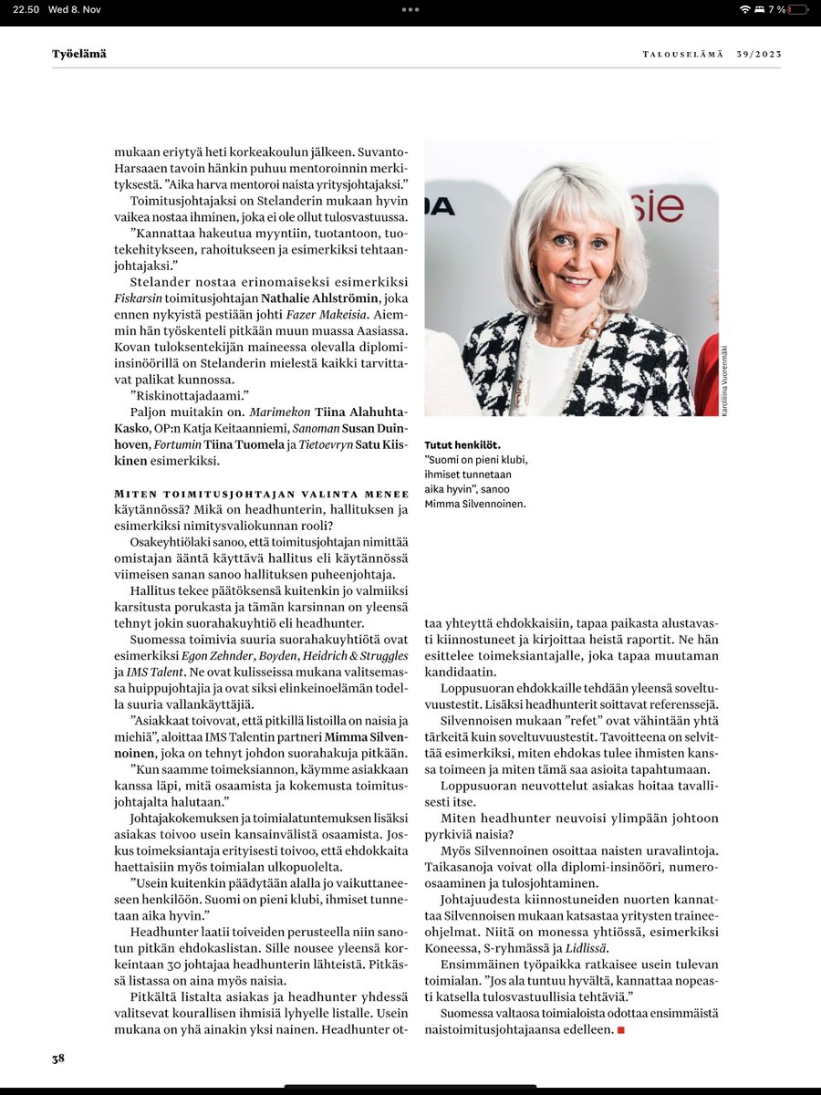 Stelander's tweet image. "Olen aina uskaltanut hypätä seuraavaan haasteeseen", sanoo rotsalaisen ICA-kauppakonsernin toimitusjohtaja, suomalainen Nina Jönsson.