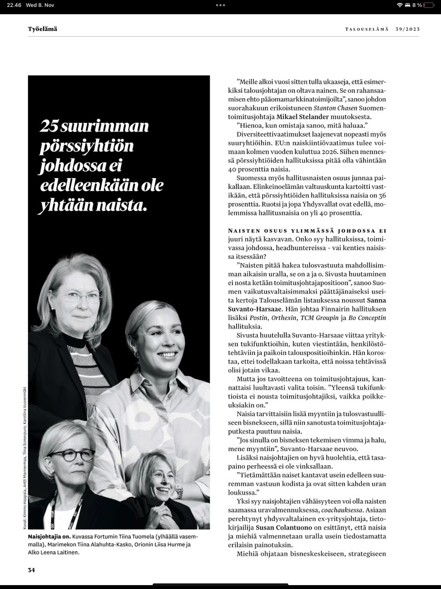 Stelander's tweet image. "Olen aina uskaltanut hypätä seuraavaan haasteeseen", sanoo rotsalaisen ICA-kauppakonsernin toimitusjohtaja, suomalainen Nina Jönsson.