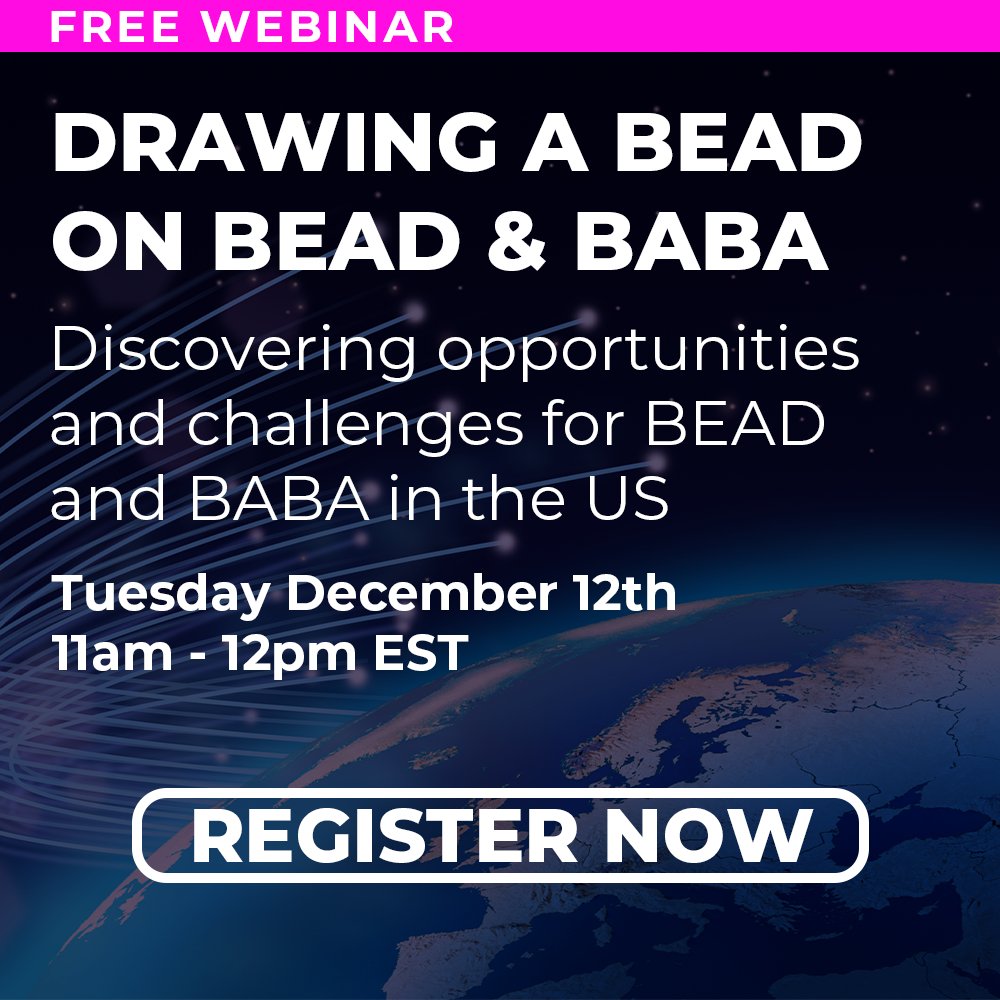 Explore the U.S. Broadband Landscape: Join the World Broadband Association's free webinar on December 12th from 11 am to 12 pm EST, titled "Drawing a Bead on BEAD &amp; BABA."

Register now --> event.on24.com/wcc/r/4385994/…

Discover the details of the $42.5 billion Broadband Equity,