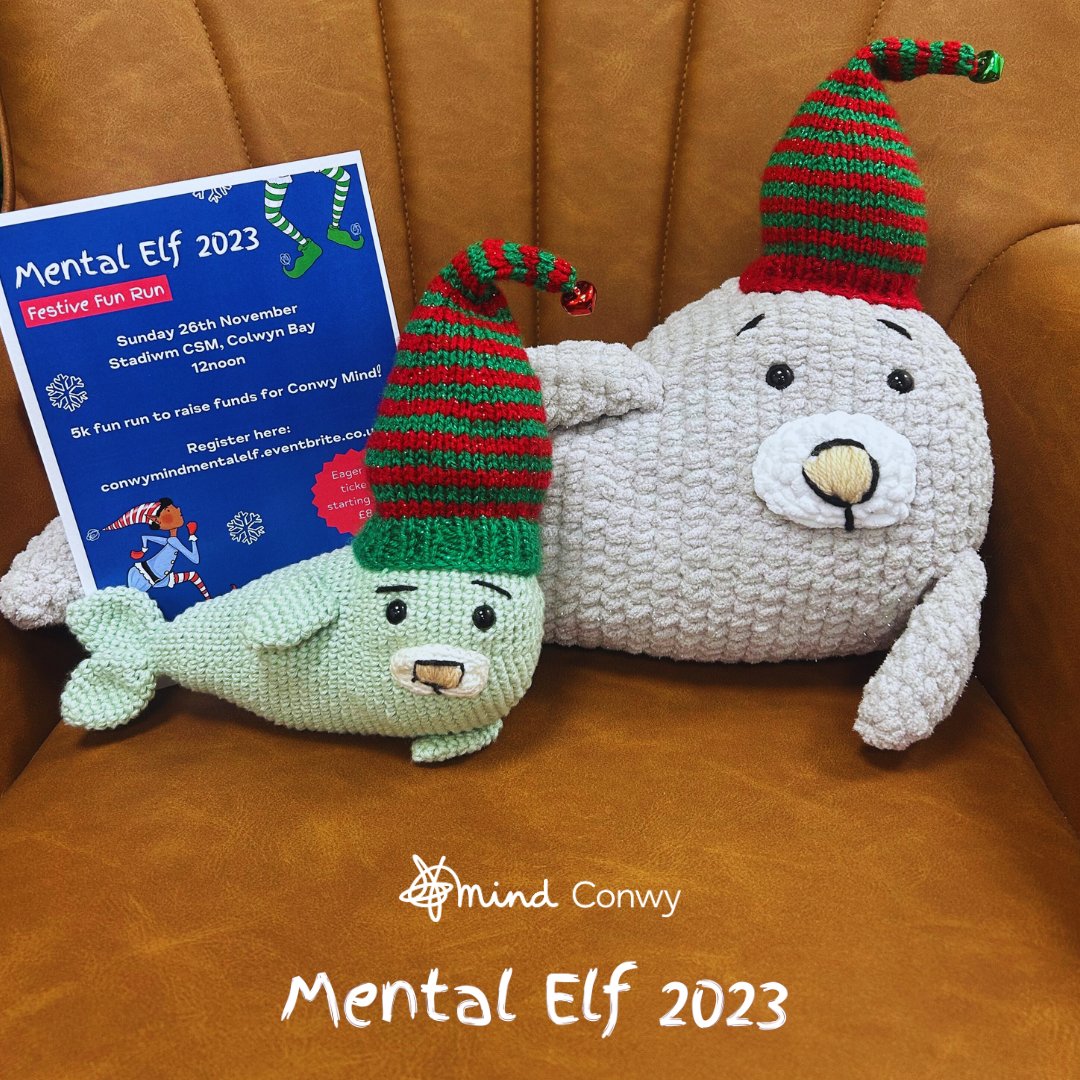 Even our mascot Seren the Seal is ready for Mental Elf 🤩🥳

One of the lovely members of staff at <a href="/CartrefiConwy/">Cartrefi Conwy</a>  knitted them their very own Elf hats! If you want to create your own Seren the Seal you can download the crotchet pattern here: conwymind.org.uk/about-us/meet-…