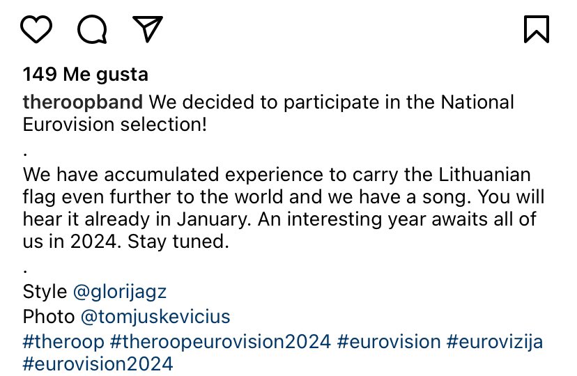 luismesacabello's tweet photo. 🇱🇹 The Roop confirma en Instagram que volverán a presentarse a la preselección en Lituania este año. #Eurovision https://t.co/af8IfaG0ml