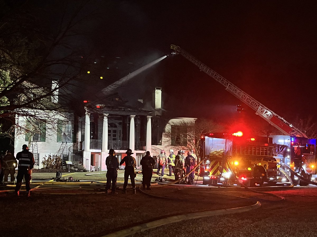 Historic civil-war era plantation manor The Dicky House at Stone Mountain Park is on fire. DeKalb Fire and park firefighters putting it out now