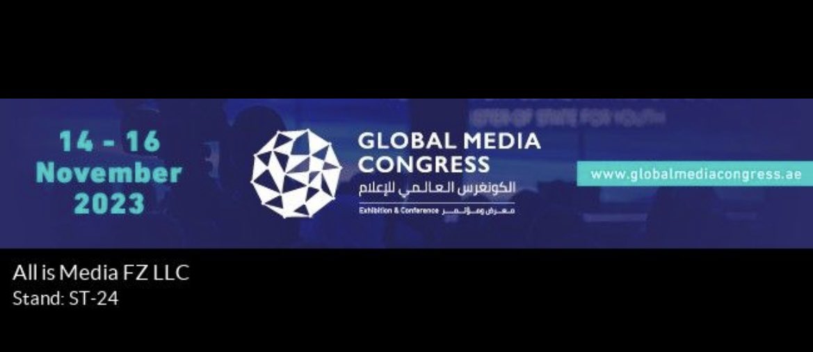 Come down and visit us today at the #globalmediacongress  in #Abudhabi and chat! We are launching our exciting flagship futuristic global competition show "Crypto Hunters"  along with other titles. allismedia.io
#media #tvproduction