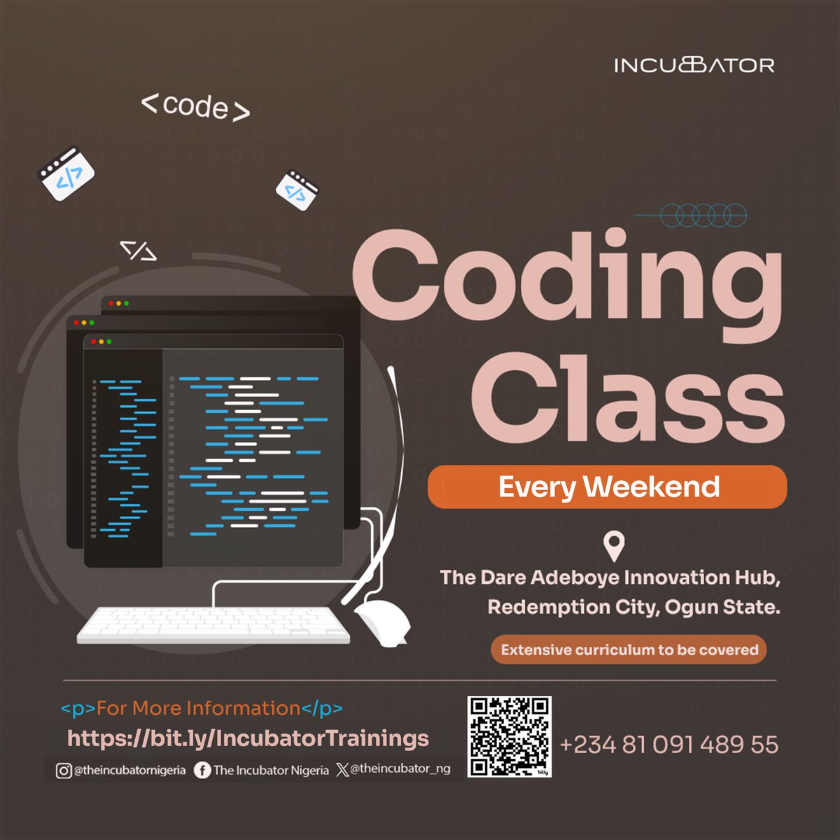 theincubator_ng's tweet image. Equip yourself with the language of the future!

From building websites to mastering programming languages. Don&apos;t miss out on this opportunity to boost your skills. Register now via the link in the bio!

#TheIncubatorNigeria #Coding #CodingClass #DigitalSkills #TheIncubatorNG
