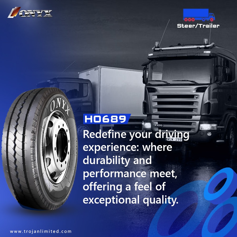 trojan_limited's tweet photo. Presenting ONYX HO689:

Best suited for steer/trailer with it’s solid rib design. Your trusted partner for a smooth journey.

Website: https://t.co/8ThPCXQB1z
WhatsApp: +86 159 0892 3643
Email: online@trojanlimited.com
Wechat: +86 159 0892 3643

#tyre #TBR #PCR https://t.co/b6eD6qlG5K