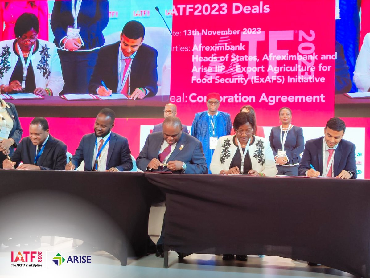 AriseIIP's tweet image. 🚀 ARISE IIP&apos;s day 5 at @IATF2023 unveils unprecedented partnerships!

🌍 @Afreximbank&apos;s $2 billion investment in the &quot;Export Agriculture for Food Security&quot; (#ExAFS) initiative will help revolutionize the production, processing, and intra-African trade of agricultural products.…