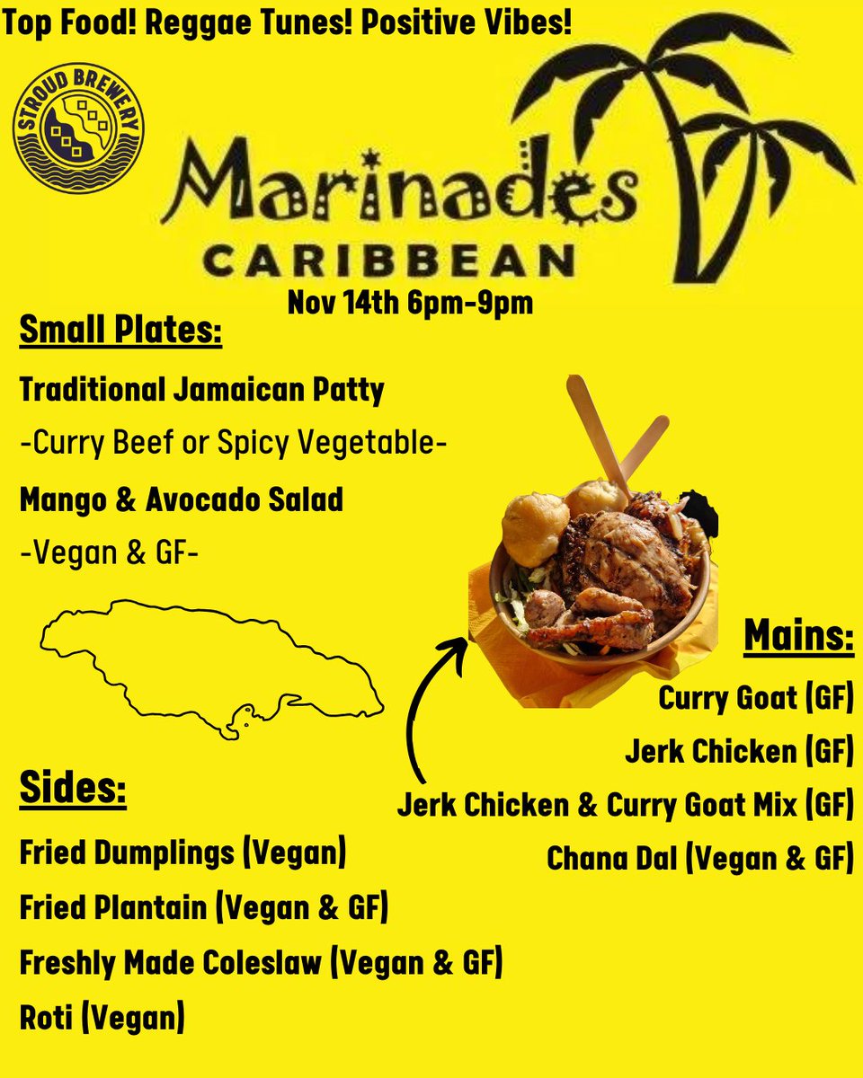 StroudBrewery's tweet photo. Marinades Caribbean, Gloucestershire's flavor sensation, is setting up shop in our taproom! Join us for a tropical pop-up kitchen experience that will transport your taste buds to the Caribbean.🌴
#Stroud #Stroudbrewery #MarinadesCaribbean #Popupkitchen #Food https://t.co/BrV17PVIRN