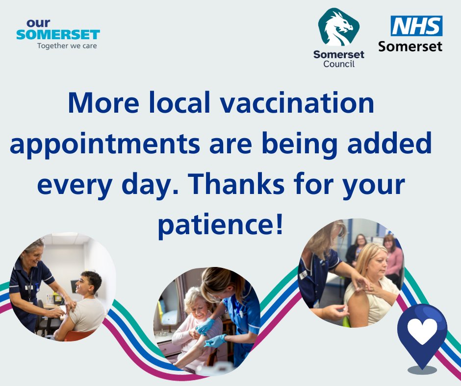 Somerset Council (@somersetcouncil) on Twitter photo If you're trying to book your COVID-19 vaccine today then please visit: orlo.uk/X8Mlv call 119.
If you'd like to book your flu vaccine you can find a pharmacy and book online: orlo.uk/6dRZc
<a href="/NHSSomerset/">NHS Somerset</a> If you're trying to book your COVID-19 vaccine today then please visit: orlo.uk/X8Mlv call 119.
If you'd like to book your flu vaccine you can find a pharmacy and book online: orlo.uk/6dRZc
<a href="/NHSSomerset/">NHS Somerset</a>