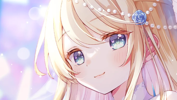 ‾‾‾‾‾‾‾‾‾‾‾‾‾‾‾∴ ୨୧ 青と白が交錯する、           幻想的な物語の始まり。 ୨୧ ∴_______________  胡麻乃りお先生の新作イラストをお楽しみに  #光る美少女展