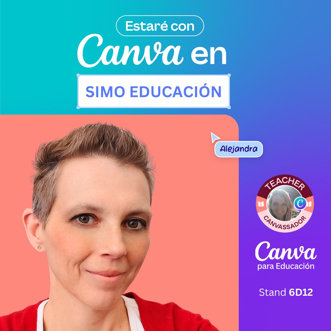 alehoppp's tweet image. ¿ Estás en @SIMOEDU_ ? 
 
Esta tarde a las 17h estaré en el STAND 6D12 de @CanvaEdu junto a @GonzaPink contándote como dar tus primeros pasos en @canva.

Si vienes nos damos un abrazo y compartimos nuestro #CanvaLove ¿Qué te parece?
💜💜💜

#claustrovirtual #SIMOEDU23