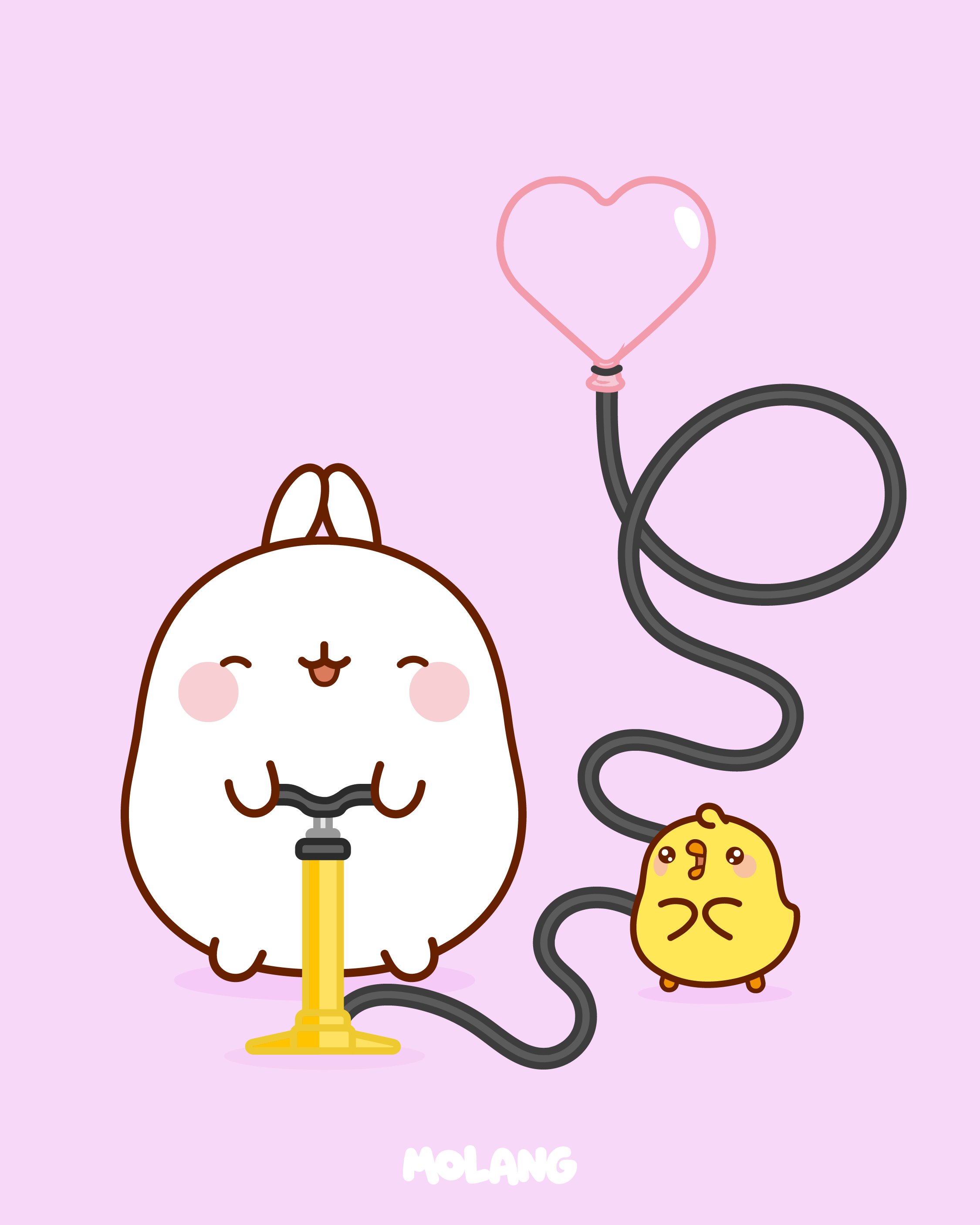 Molang on X: Molang could blow up every balloon for Piu Piu if they're  heart-shaped ❤  / X