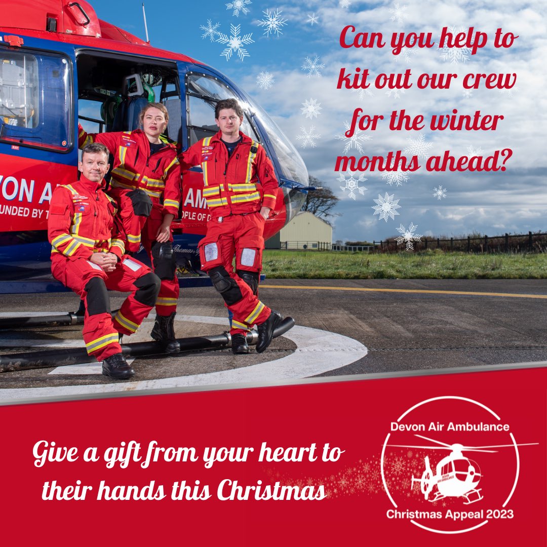 DevonAirAmb's tweet image. Will you give a gift from your heart to their hands this Christmas? 

If you would like to support our crew this Christmas and help to add a piece of lifesaving kit to their Critical Care bags, please click the link below to make your kind donation. 🚁 

daat.org/christmas-kit-…