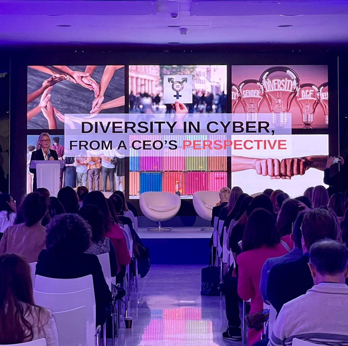 Alice Leth Sørensen, CEO @Truesec, gives an inspiring talk on how CEOs can support and promote #diversity in #cybersecurity at @Women4Cyber Conference. “Stop being a “girl scout” - let your management know what you want!” #infosec #womenintech #women4cyber #womenincyber #CEO