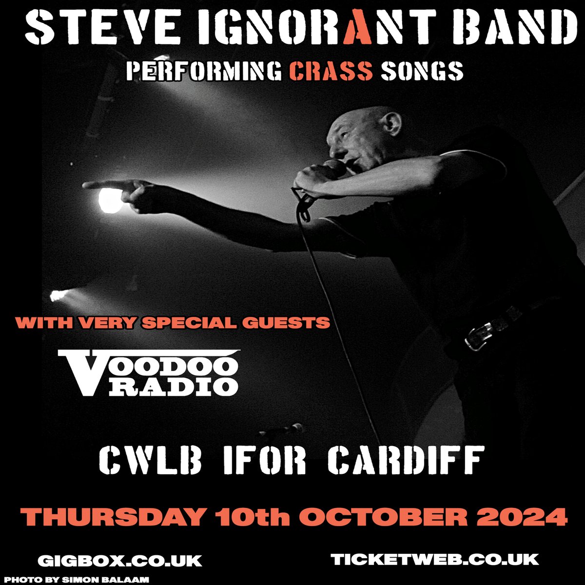 steveigs's tweet photo. CARDIFF ON SALE NOW
10-10-2024 Clwb Ifor Bach, Cardiff with special guests Voodoo Radio
https://t.co/1RGcCBFLRD
#steveignorantband #steveignorant #crass #voodooradio #jspromotions https://t.co/eEEwsO9ctD