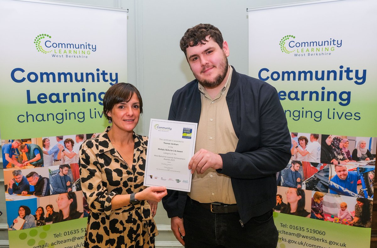 Numeracy skills were in the spotlight with the new Multiply award which went to <a href="/WBTCNewbury/">WBTC</a> student, Tom Ventham. #lifelonglearning <a href="/WestBerkshire/">West Berkshire Council</a> <a href="/festival_learn/">Festival of Learning</a>