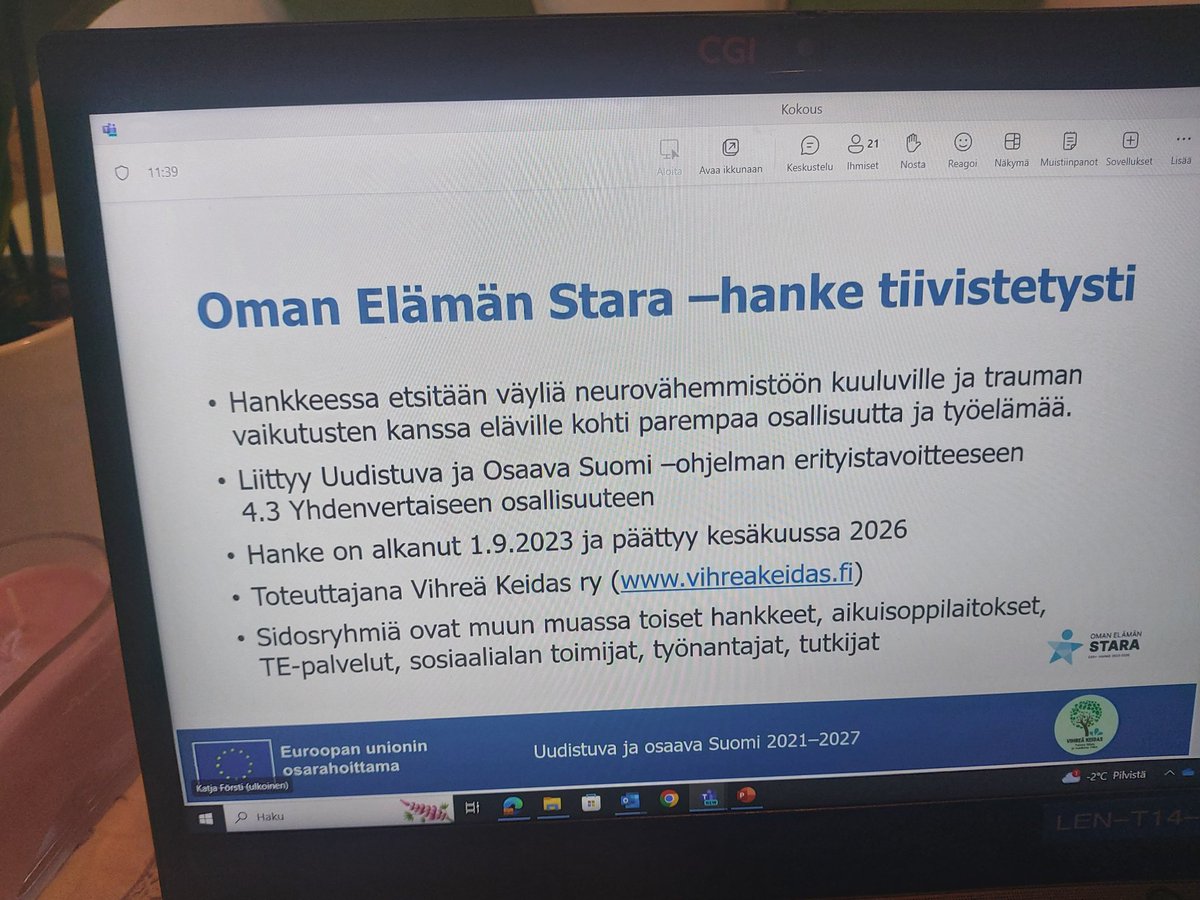 Oman Elämän Stare -hankeen aloitus, juuri nyt. Ilo ja kunnia olla mukana ohjausryhmän jäsenenä. Kiitos Vihreä Keidas ry
tärkeästä työstä neurovähemmistön työelämäosallisuuden vahvistamisessa
@sininauhaliitto