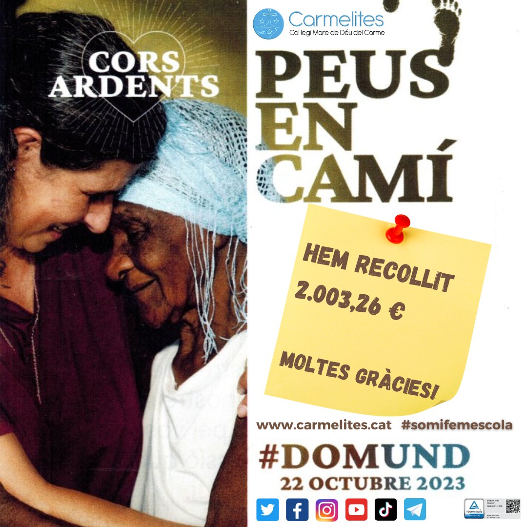 carmelitestgn's tweet photo. #ADMTWC #PASTC Missioneres i missioners milloren la vida de les persones anunciant l'Evangeli de Jesús. Amb el DOMUND, Carmelites també ho fa possible. Gràcies a tots els que heu posat el vostre granet de sorra! Gràcies, cors ardents! #viucarmelites #somifemescola #somsolidaris https://t.co/xl4Rhov0sh