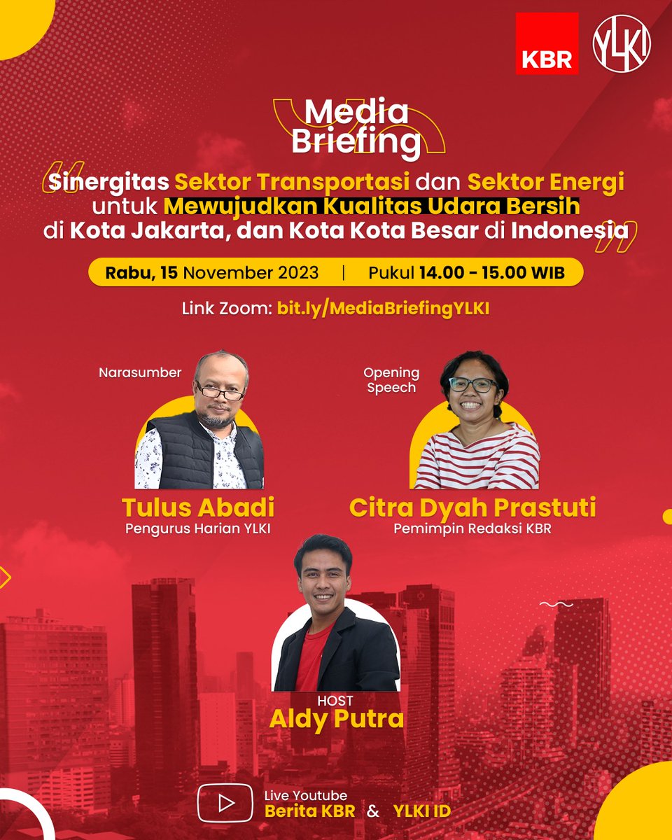 beritaKBR's tweet photo. Peduli dengan udara Jakarta dan kota besar lainnya di Indonesia?
Kami mengajak rekan-rekan media & blogger ikut serta dlm #DiskusiPublik KBR dan @YLKI_ID membahas ini.
Ada lomba menulisnya juga lho. Total hadiah Rp 15 Juta.
🥰❤️
#PencemaranUdara #LombaMenulis #LombaBlog https://t.co/8x4t1jaEEl