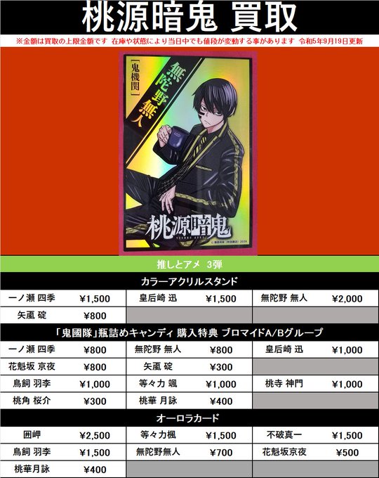 桃源暗鬼 推しとアメ ブロマイド 鬼國隊 等々力颯 キャラクター 桃源暗鬼 推しとアメ ブロマイド 鬼國隊 等々力颯 キャラクター