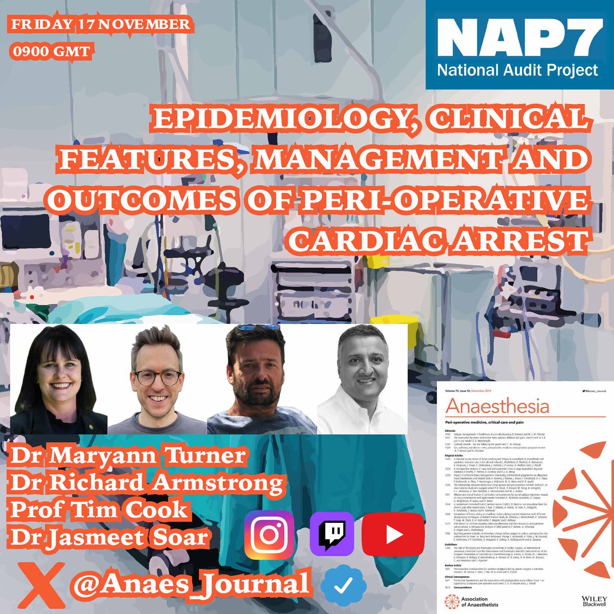 The first two @RCoANews @NAPs_RCoA #NAP7 interviews have been seen by >35k viewers! Join us Friday 0900 GMT for the third instalment and launch of the main results papers with @drrichstrong, @MaryannCTurner, @jas_soar and @doctimcook! youtube.com/watch?v=t8a_VZ…