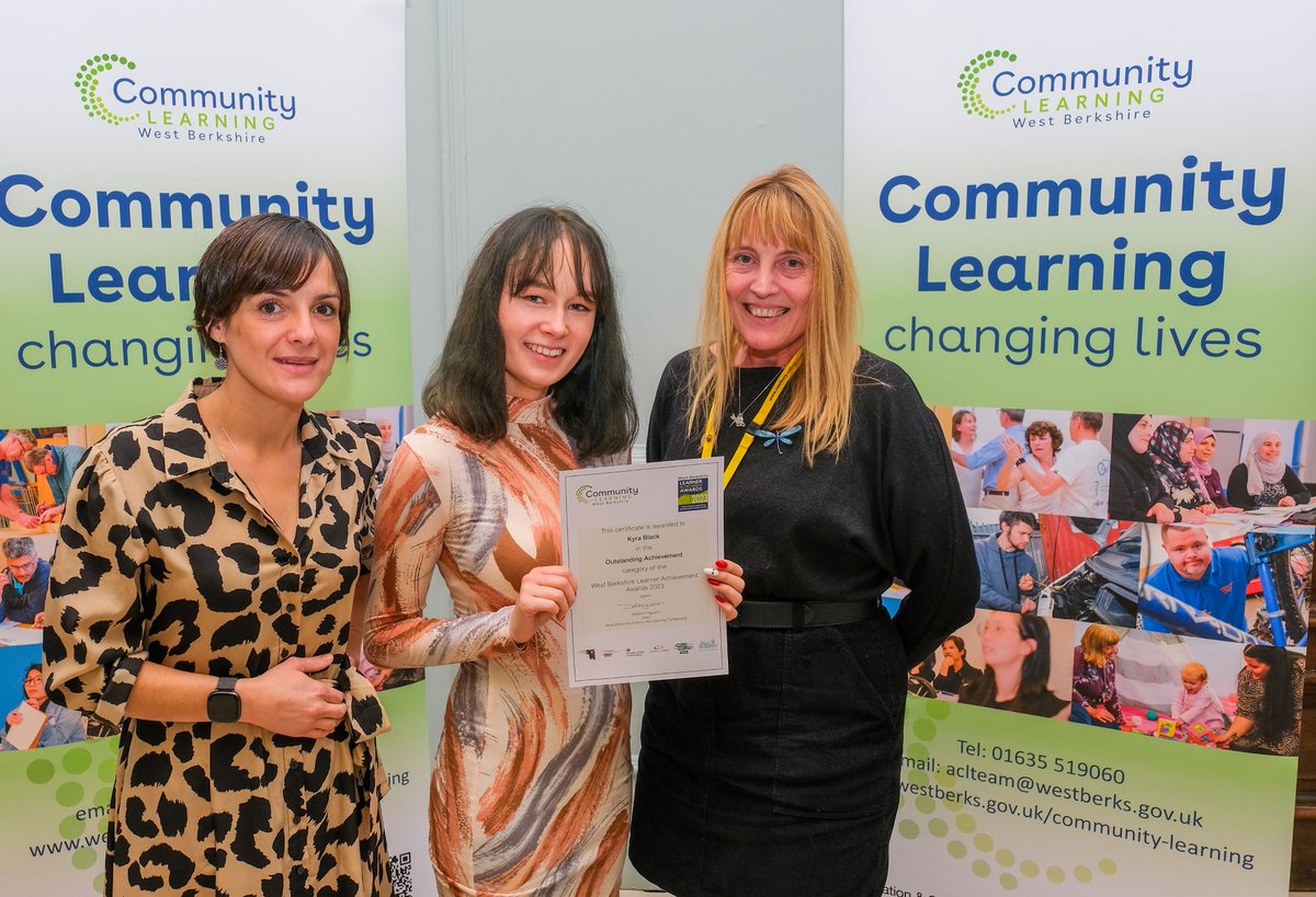 The Outstanding Achievement award was won by Kyra Black who overcame a number of obstacles to achieve her dream of going to university. Sponsored by <a href="/newburycollege/">Newbury College UK</a>, it was presented by Cobie Milsom and local artist Jill Hobbs. <a href="/WestBerkshire/">West Berkshire Council</a> <a href="/NewburyFestival/">Newbury Festival</a> #lifelonglearning