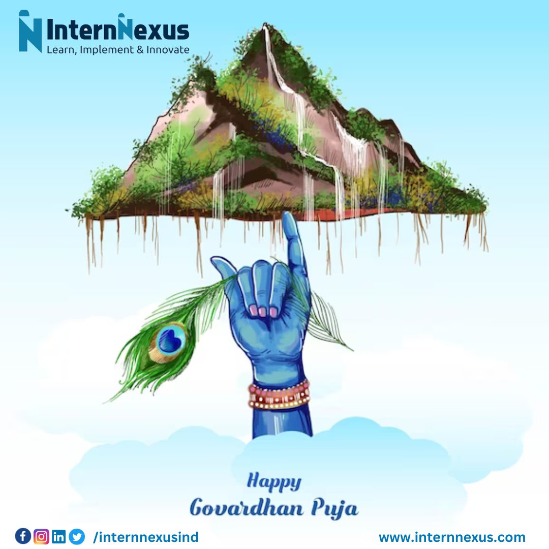 Internnexusind's tweet photo. "May the spirit of Govardhan Puja fill your life with endless blessings and joy." 🌾🙏
Happy Govardhan Puja from the Internnexus Team! 
#GovardhanPujaJoy #InternnexusCelebration #HappyGovardhan #Techies #InternNexusWishes #InternNexusTechies #TechnologyAndInnovation https://t.co/YjzNABFt5K