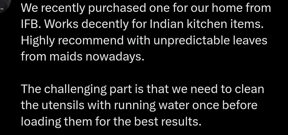 sru_n's tweet photo. Rinsing used dishes &amp; pots-pans, removing leftovers etc before stashing them away for domestic worker be the bare minimum we should do. I cannot imagine piling them as is, irrespective of how utensils are washed dishwasher vs handwashing.

Context: Dishwasher for Indian homes https://t.co/9gXrvraMOi