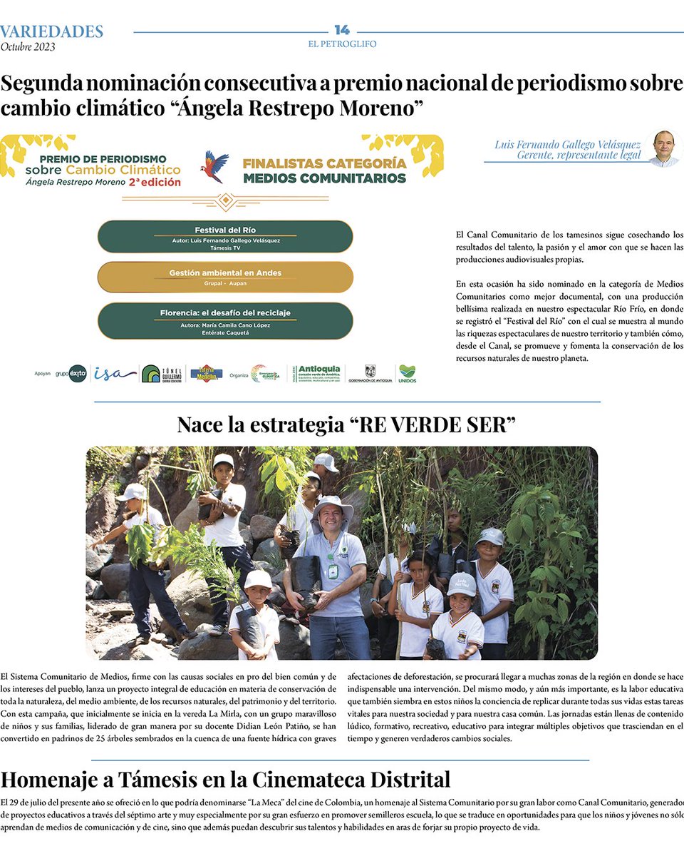 TamesisTeve's tweet photo. En nuestra edición 112 entérate de los diferentes procesos y proyectos que viene liderando la empresa de todos los tamesinos.

¡Gracias a toda la región por creer en nosotros!

Los invitamos a que disfruten de la nueva edición de nuestra prensa escrita, El Petroglifo. https://t.co/JO0M4ngzbi