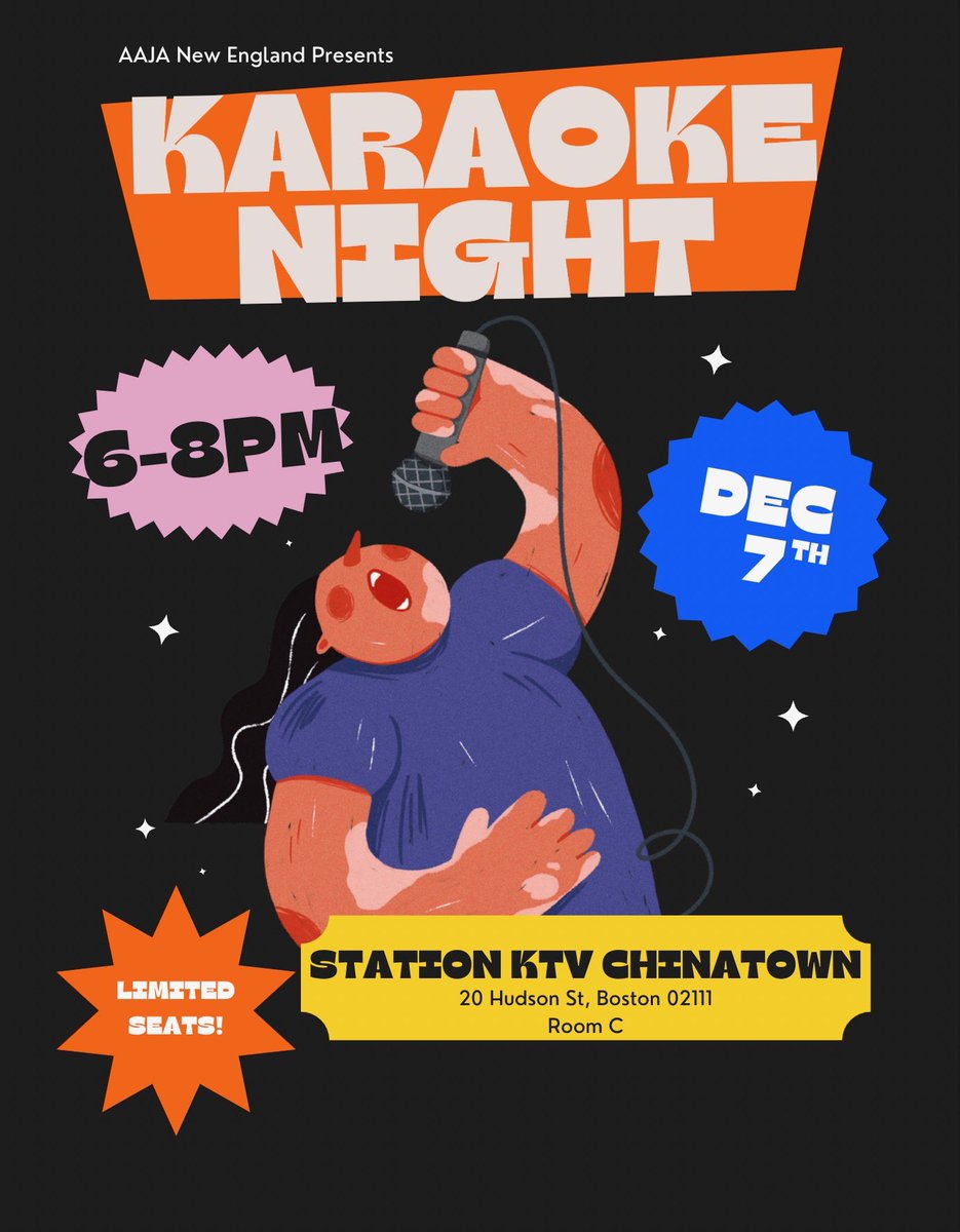 It’s that time of year… get ready for our annual holiday mixer! 😁 Join our #AAJANE chapter for karaoke in Boston’s Chinatown! Details in image. $10 cover. See you there!