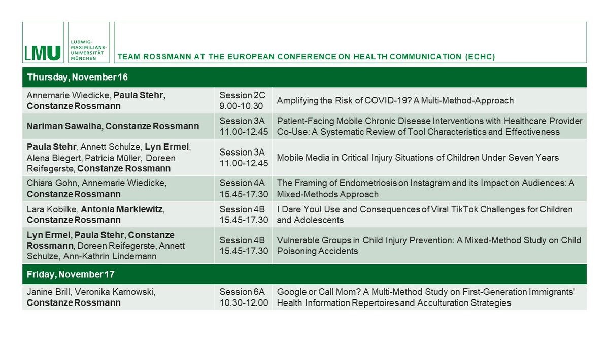 Team Rossmann on the way to Klagenfurt 🏔️
We are looking forward to seeing you at #echc2023
Please click on the second picture for an overview of our presentations🤓