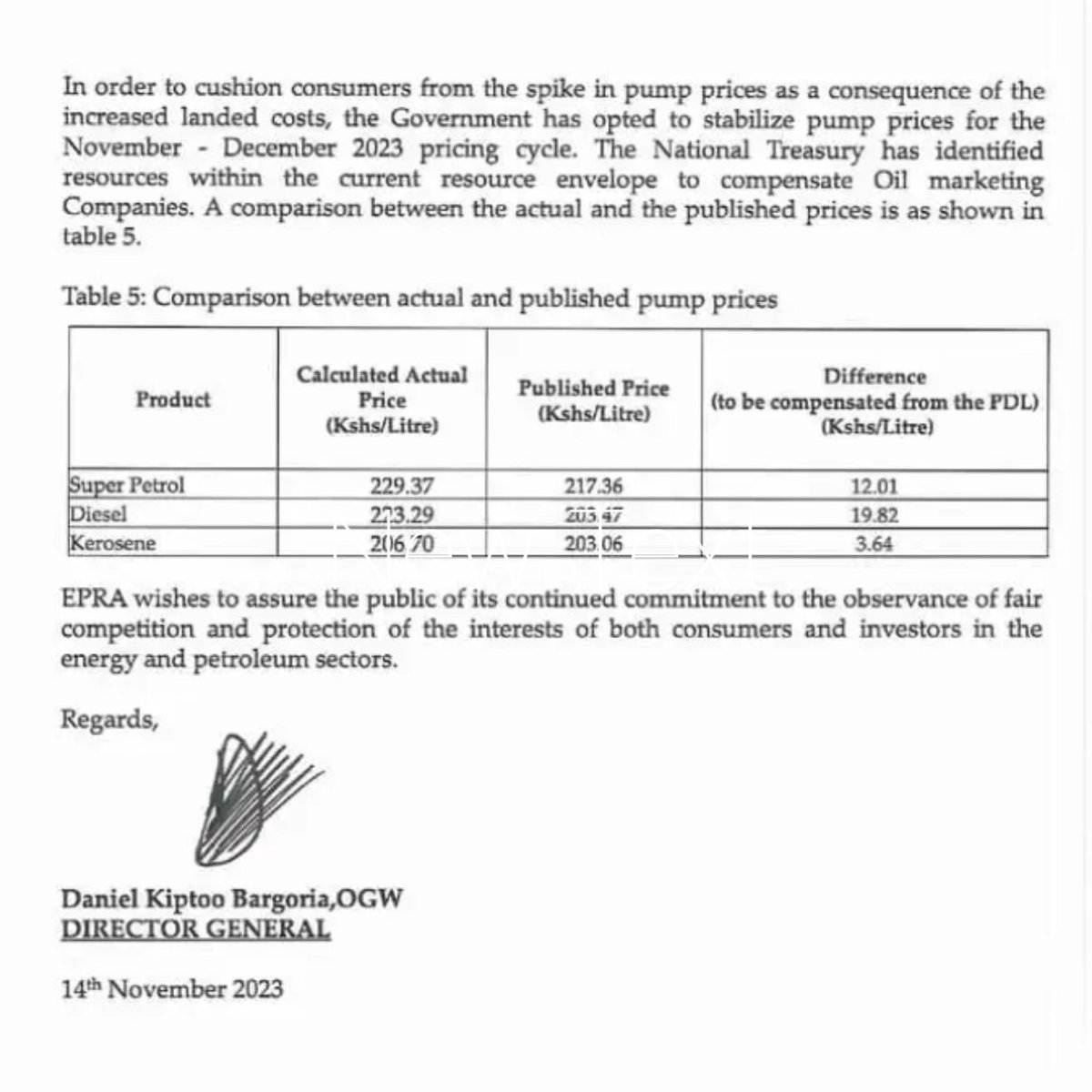Isiolo_new's tweet photo. EPRA Kenya, announces new fuel prices

Super petrol - Ksh 217.36
Diesel - Ksh 203.47
Kerosene - 203.06

EPRA Richard Ngatia Asuu https://t.co/E0ZF0ogpyw