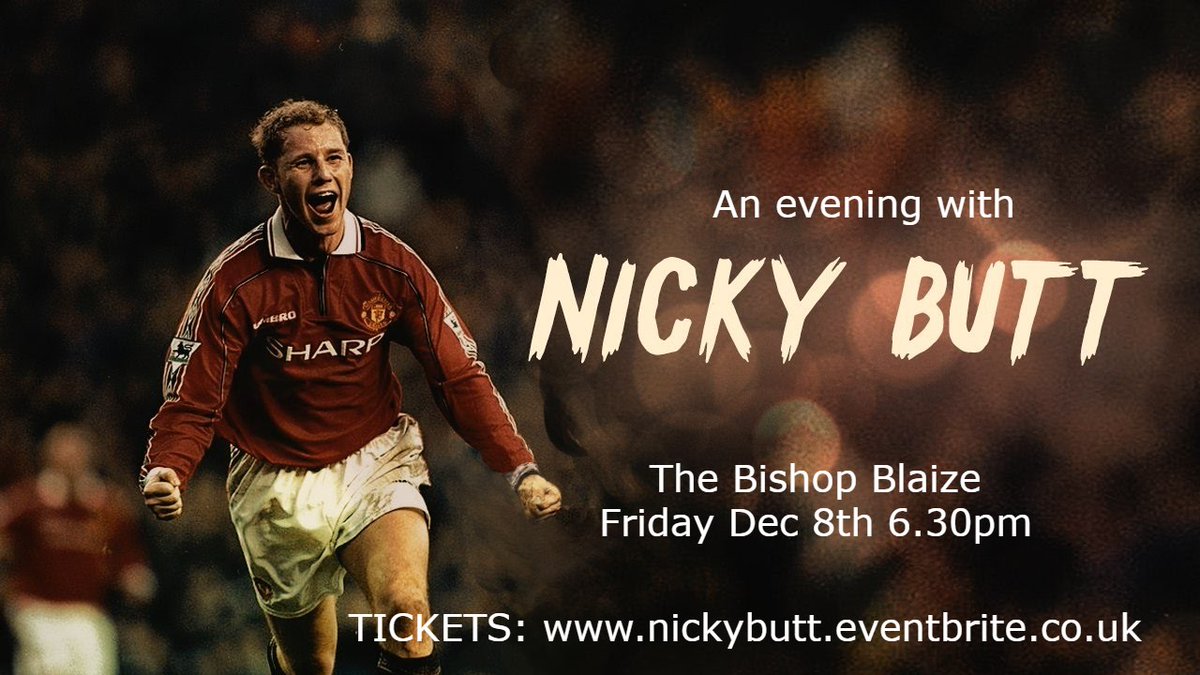 BuzzbeeEvents's tweet image. Come to Bishop Blaize and enjoy an evening with United legend Nicky Butt!