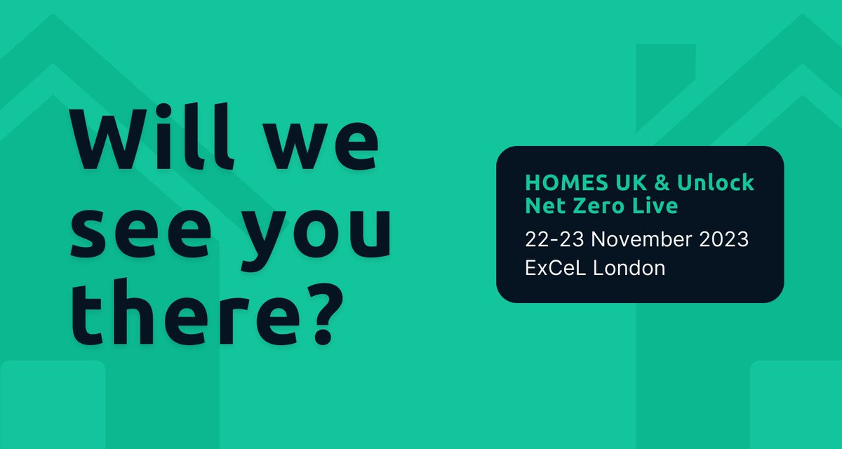 Later this month we're attending HOMES UK and Unlock Net Zero Live alongside 4,000 other housing sector professionals to discuss how to build and maintain high-quality, sustainable homes in communities where people will thrive. Will we see you there?

bit.ly/3tYoAc6