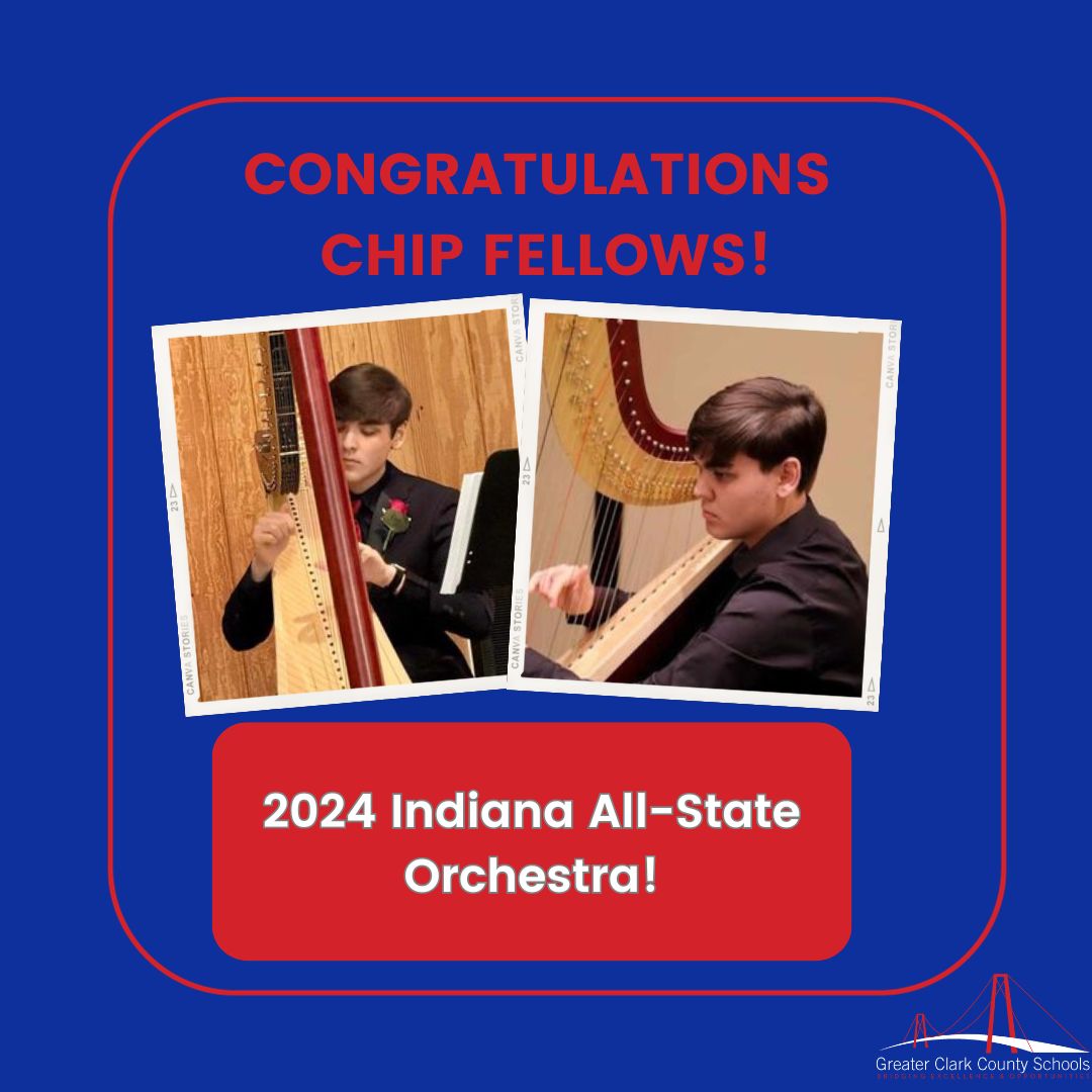GCCSchools's tweet photo. 🎶 Major shoutout to Chip Fellows, CHS Senior and musical prodigy! 🎵
🌟 Named to the 2024 Indiana All-State Orchestra as the lone harpist!🥳
#MusicMaestro #TalentedTeen #AllStateOrchestraBound https://t.co/M7dN2R9wLT