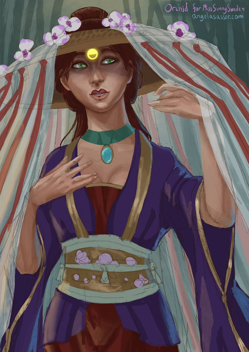 AngelaSasserArt's tweet photo. Another practice piece for the Forge of Wondersβ (an Exalted ttrpg artists server I help run) Character of the Week challenge. Testing the Arcane animated series style on the demure noblewoman, Orchid, who belongs to MissSunnySweden on tumblr. #Exaltedrpg https://t.co/3YA659ZPcP