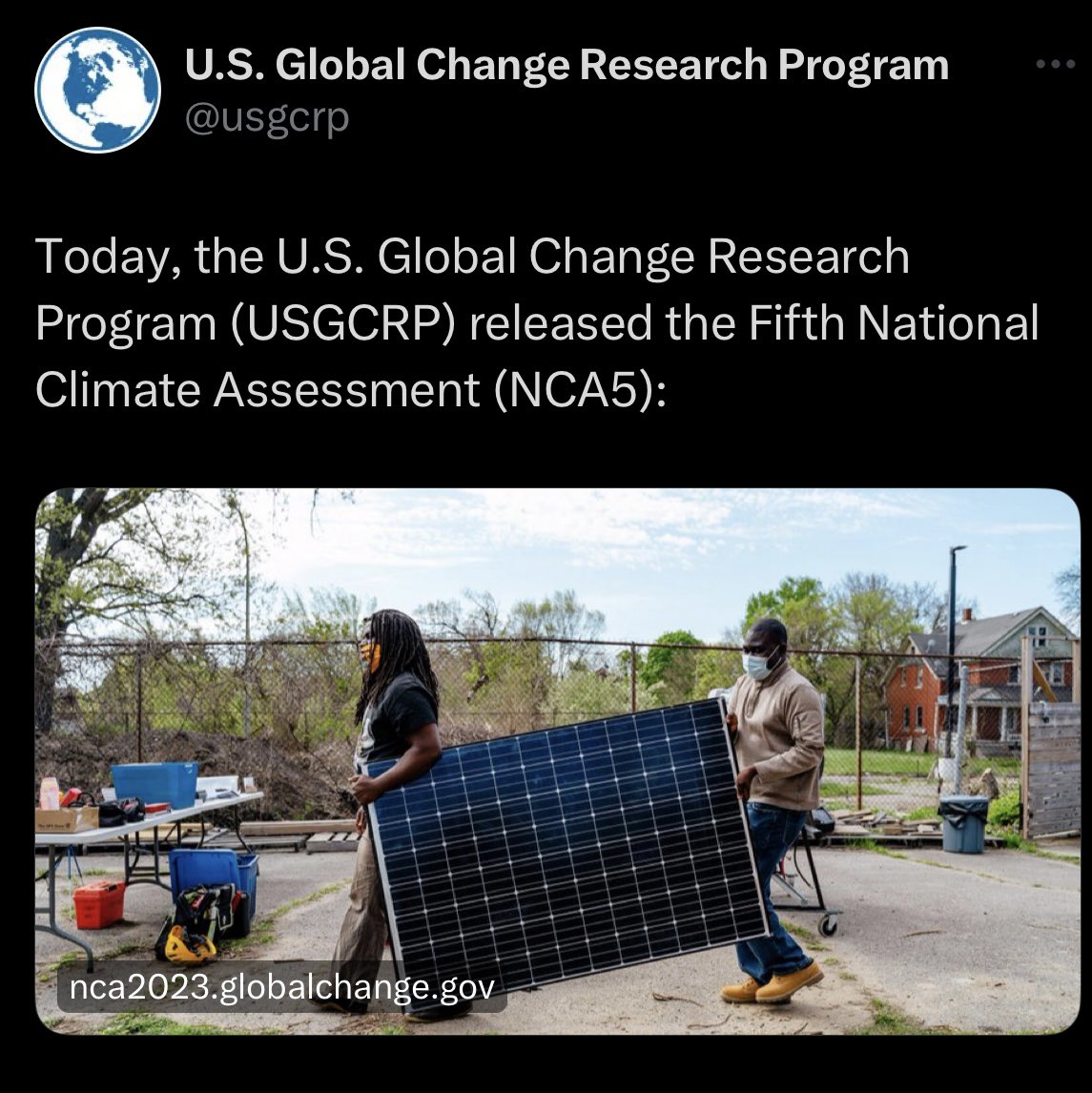 5th National Climate Assessment just released!  An honor to have worked with a superb author team on the Southwest Regional Chapter for the last 2 years. nca2023.globalchange.gov/?trk=feed-deta…